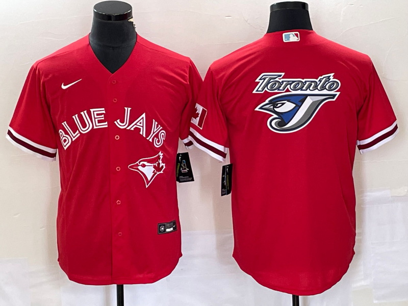 Men's Toronto Blue Jays Red Team Big Logo Cool Base Stitched Baseball Jersey